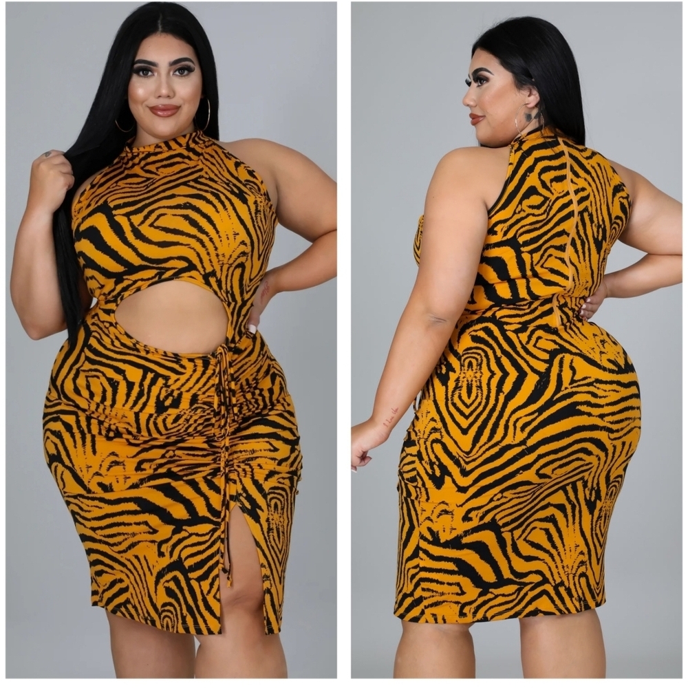 Tiger Print Cut-Out Skirt
